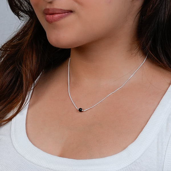 Single Black Spinel Mangalsutra | 92.5 Sterling Silver