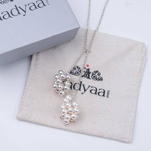 Pearl & Sarmanee Bunch Tie & Wear Necklace | 92.5 Sterling Silver