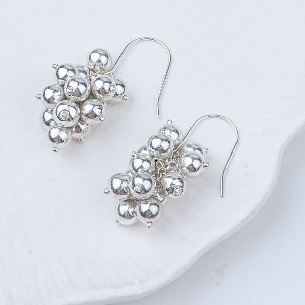 Silver Bead Cluster Earrings | 92.5 Sterling Silver