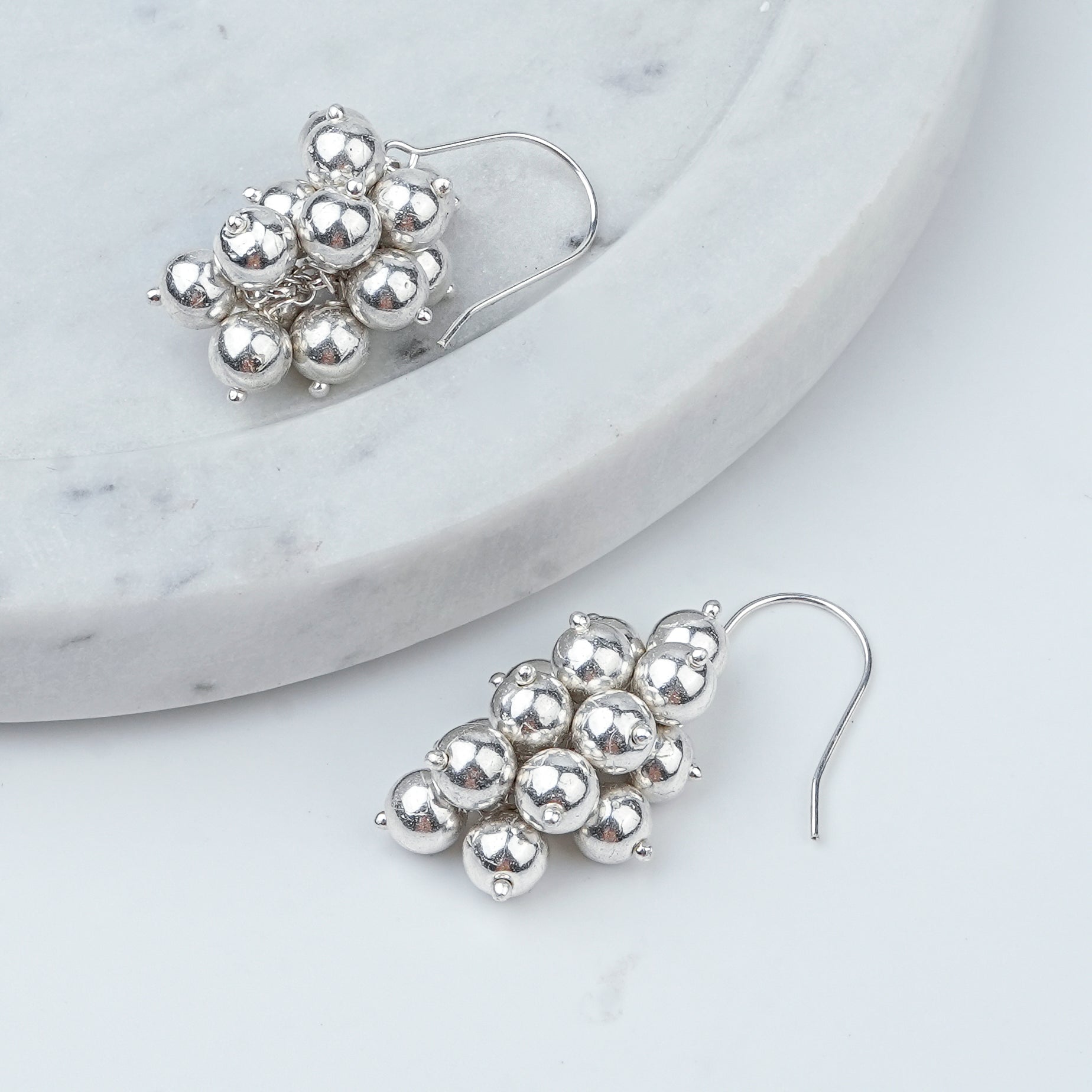 Silver Bead Cluster Earrings | 92.5 Sterling Silver