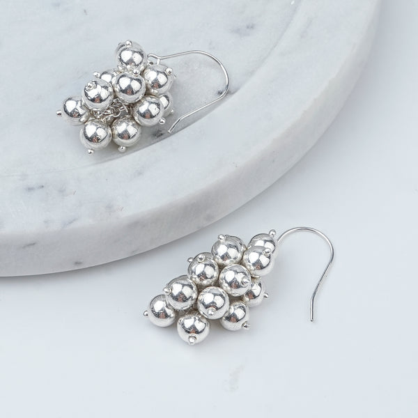 Silver Bead Cluster Earrings | 92.5 Sterling Silver