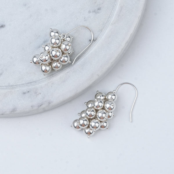 Silver Bead Cluster Earrings | 92.5 Sterling Silver