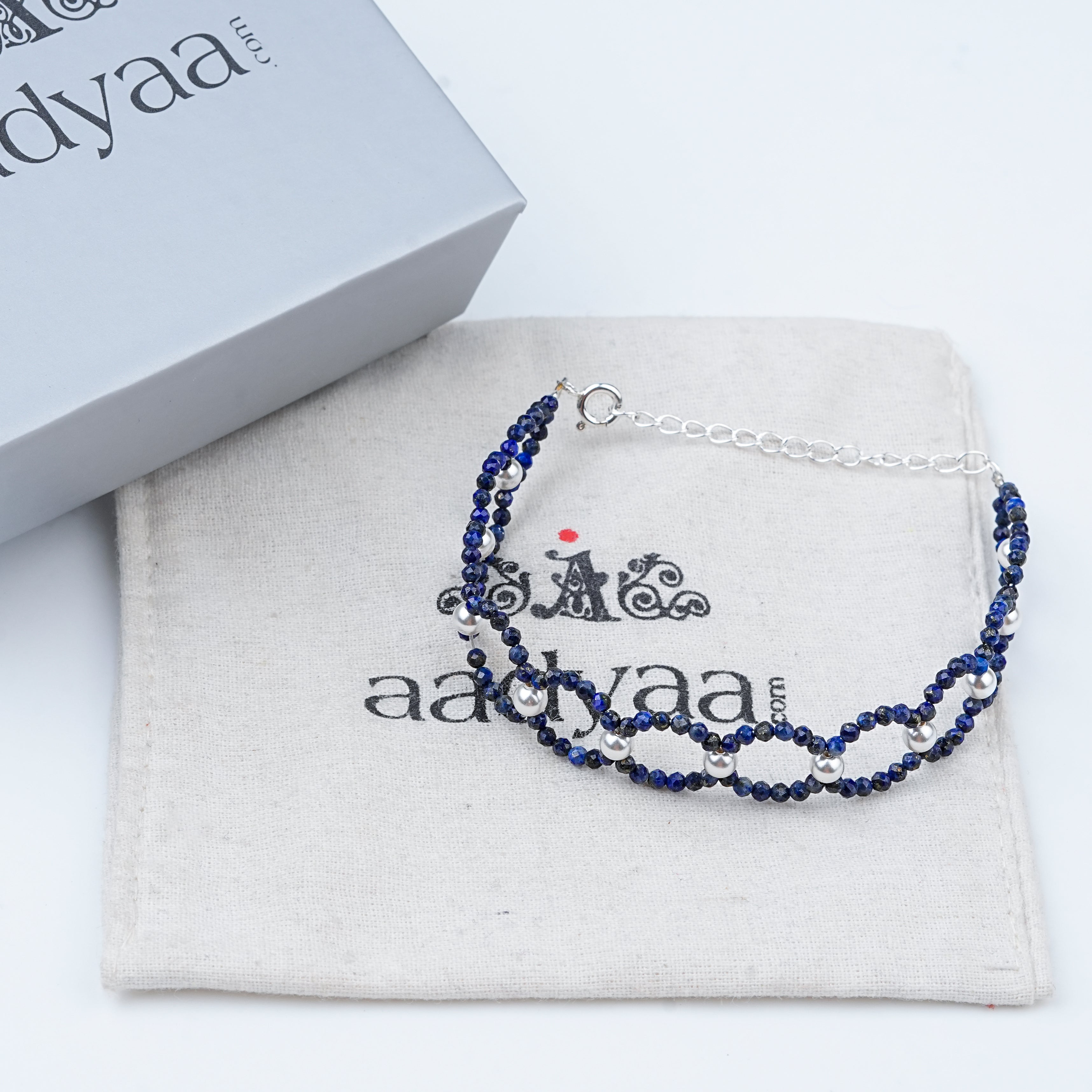 Lapis Lazuli & Pearl Silver Bracelet (Project Handmade)