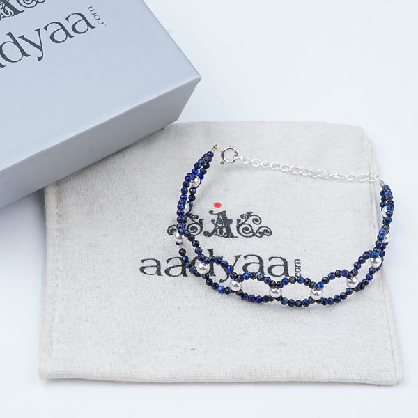 Lapis Lazuli & Pearl Silver Bracelet (Project Handmade)