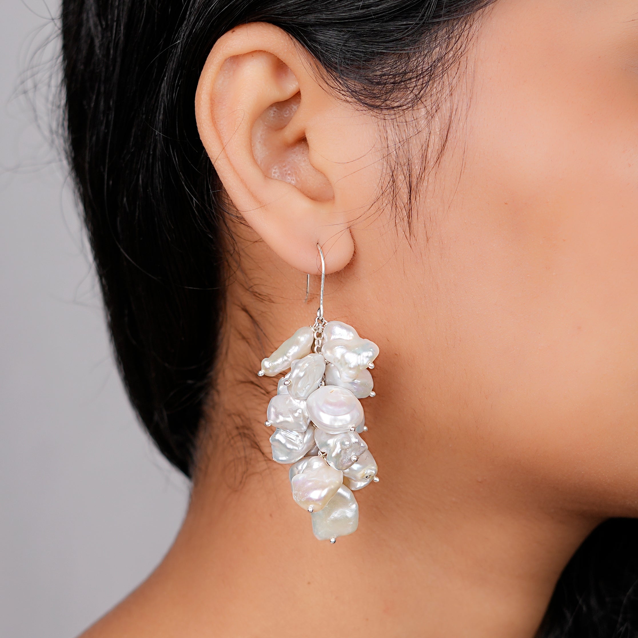 Baroque Pearl Grape Bunch Earrings | 92.5 Sterling Silver