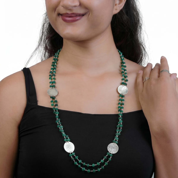 Coin Necklace with Green Onyx