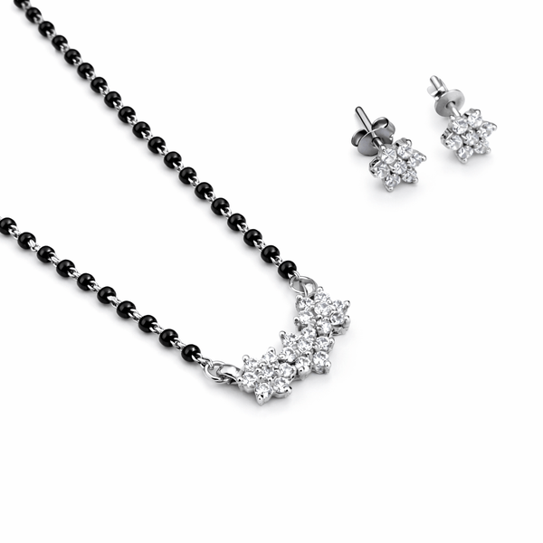 Flower Mangalsutra Set Small CZ Silver jewelry