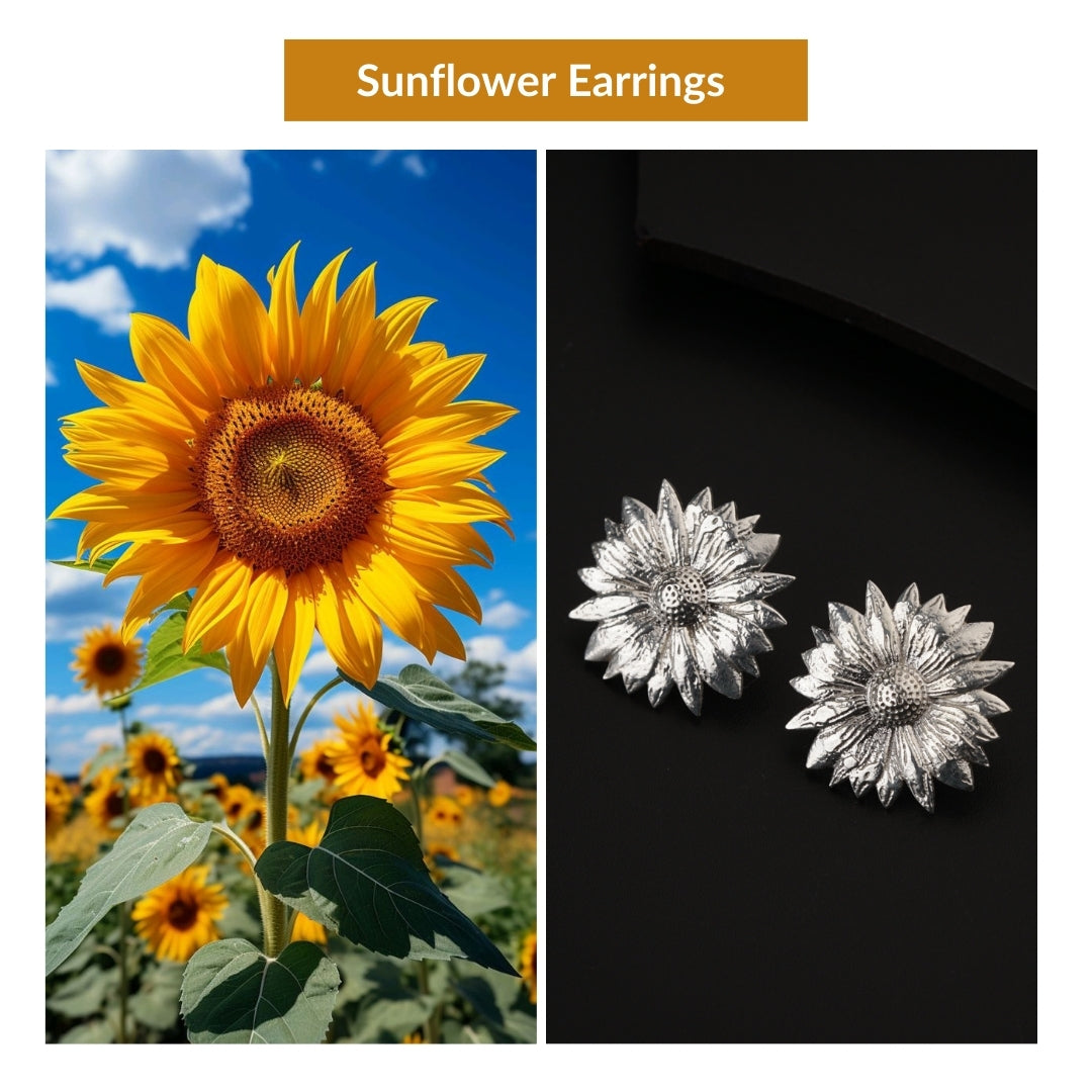 Silver Sunflower Earring