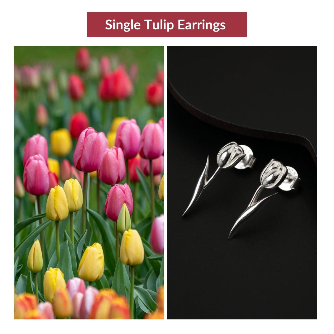 Silver Single Tulip Earring