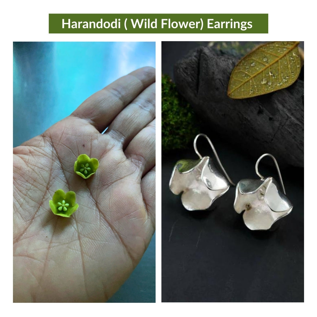 Silver Harandodi Earrings - Wild Flower