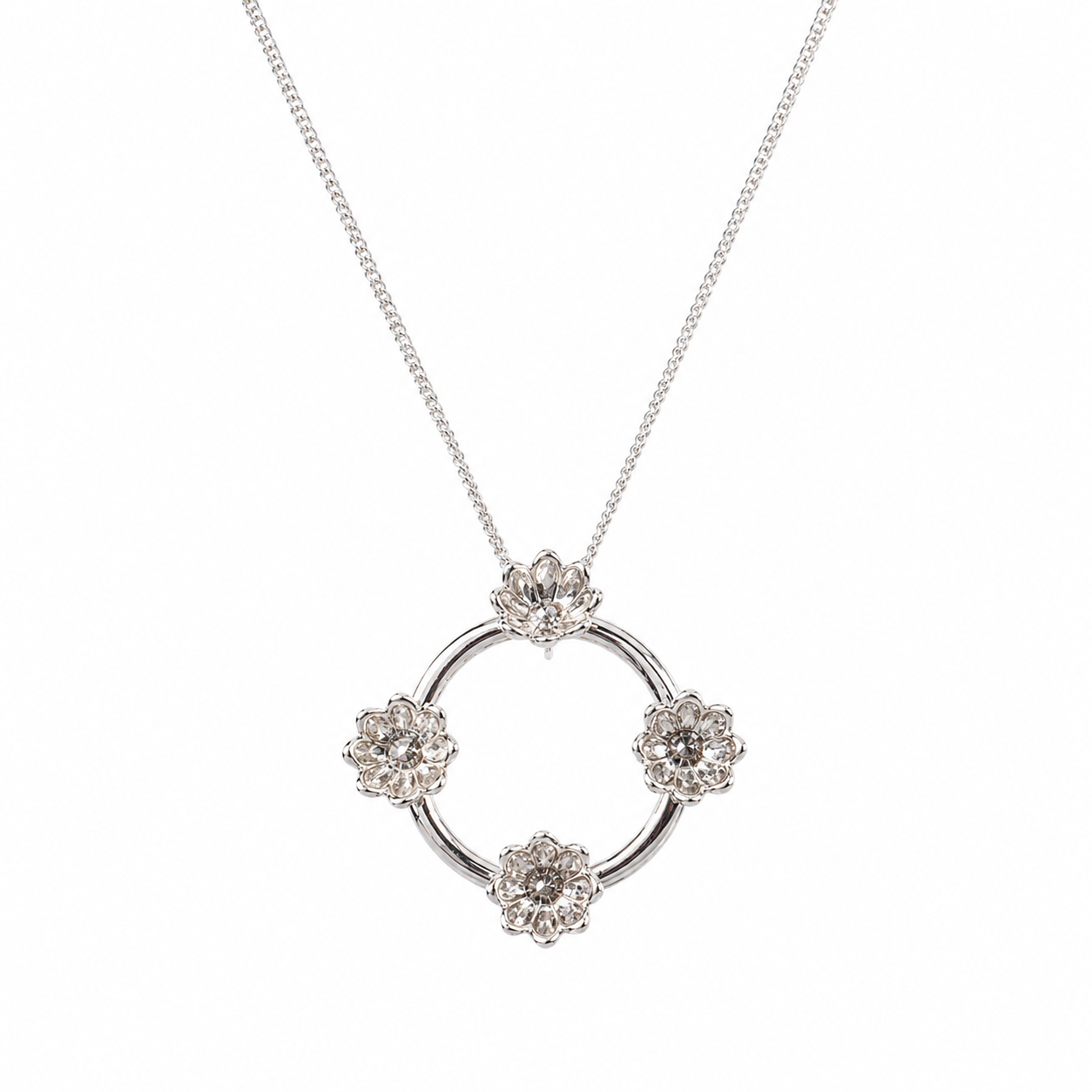 Four Flower Pendant Necklace
