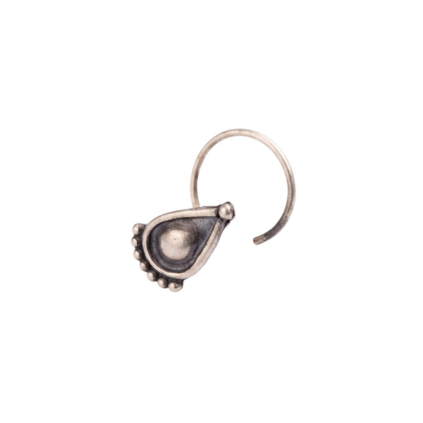 Handmade Silver Drop Shaped Nose pin (Pierced)