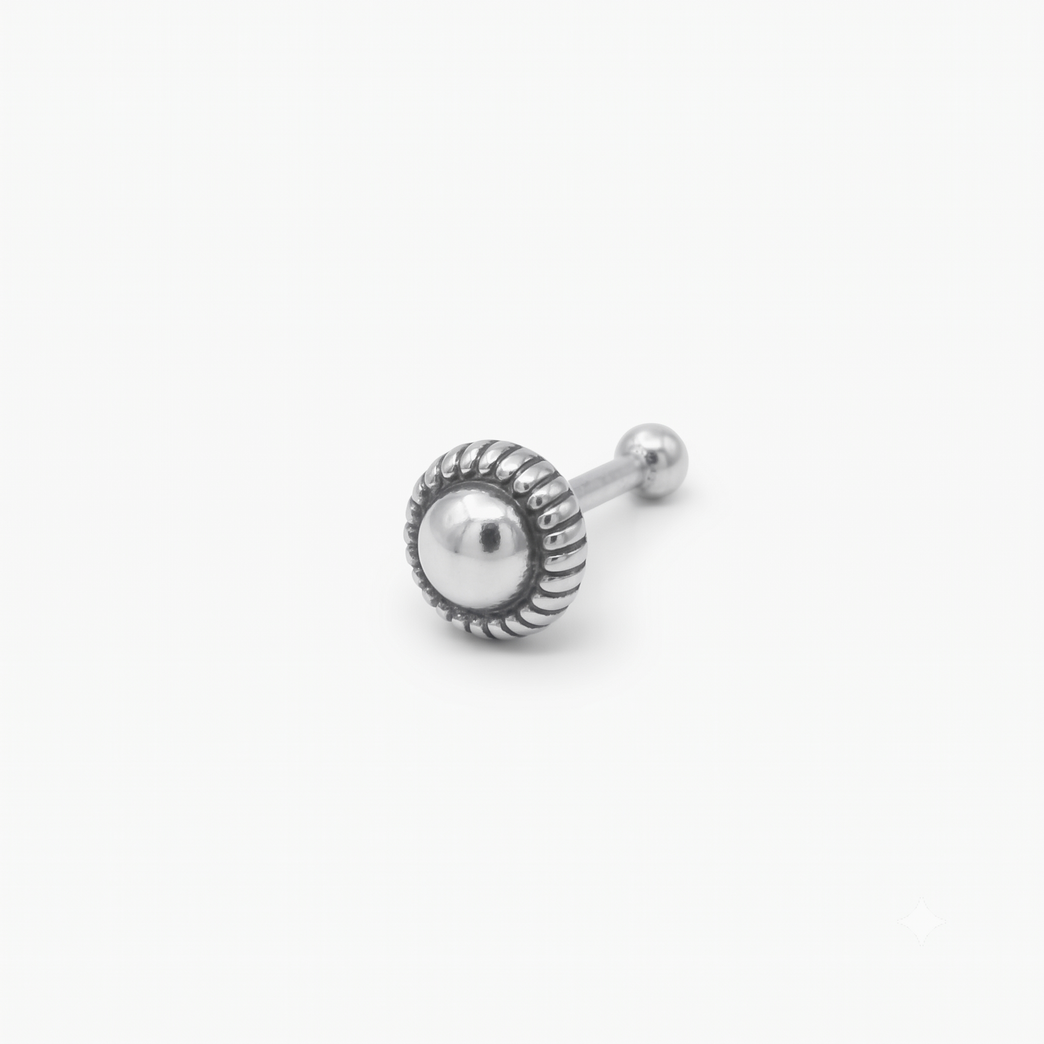 Silver Round Textured Nose pin
