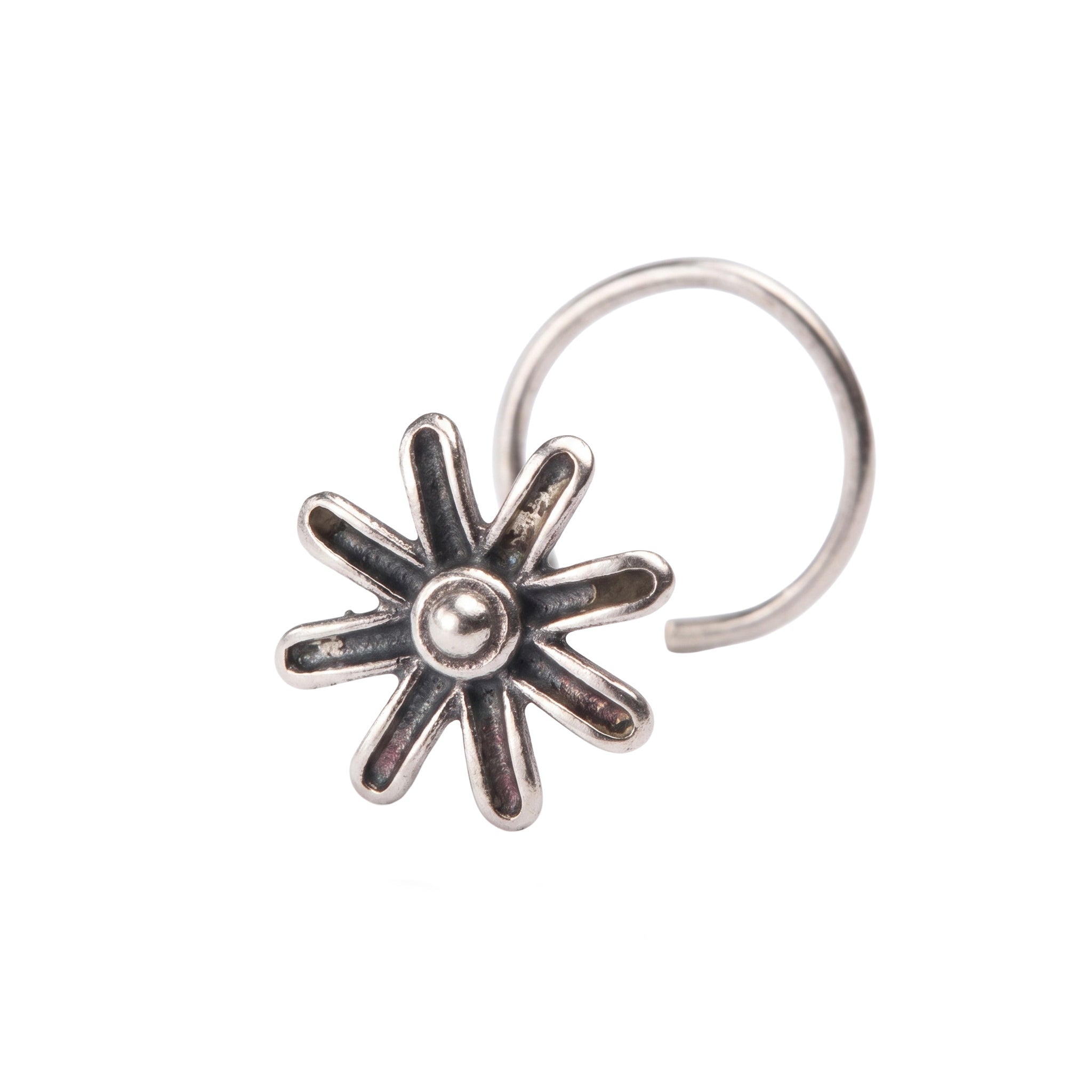 Handmade Silver Gulbahaar or Daisy Nose pin (Pierced)
