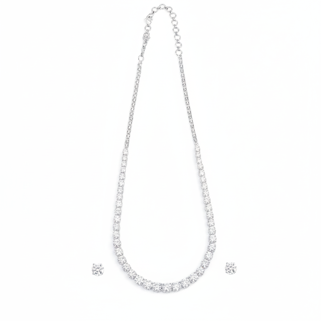 Silver CZ Necklace and Earring Set