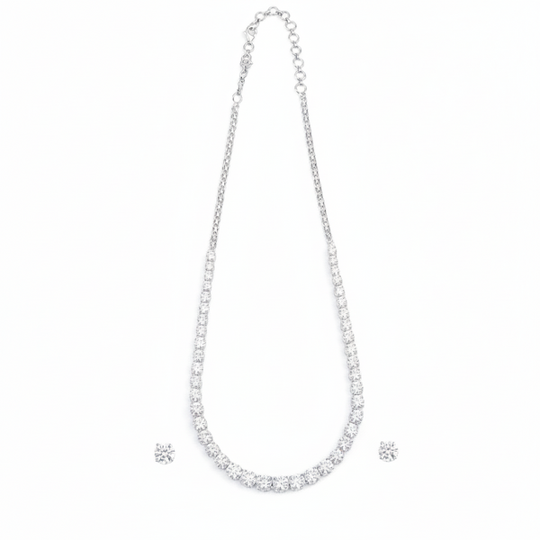 Silver CZ Necklace and Earring Set