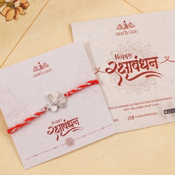 Clove Leaf Silver CZ Rakhi