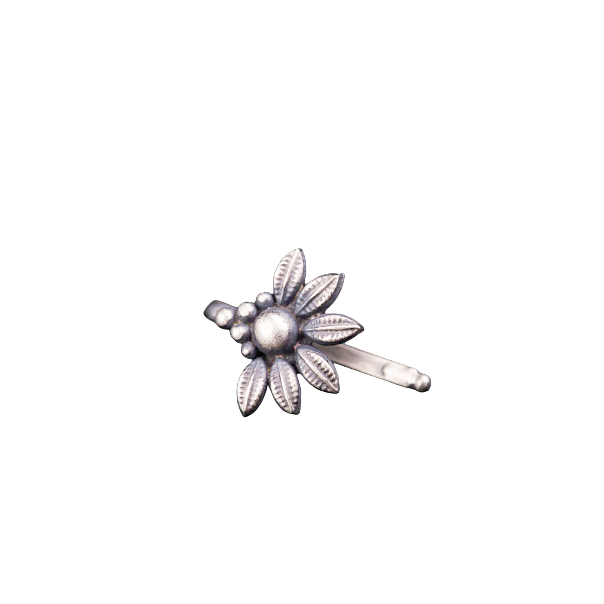Handmade Silver Flower Nose pin (Clip on)