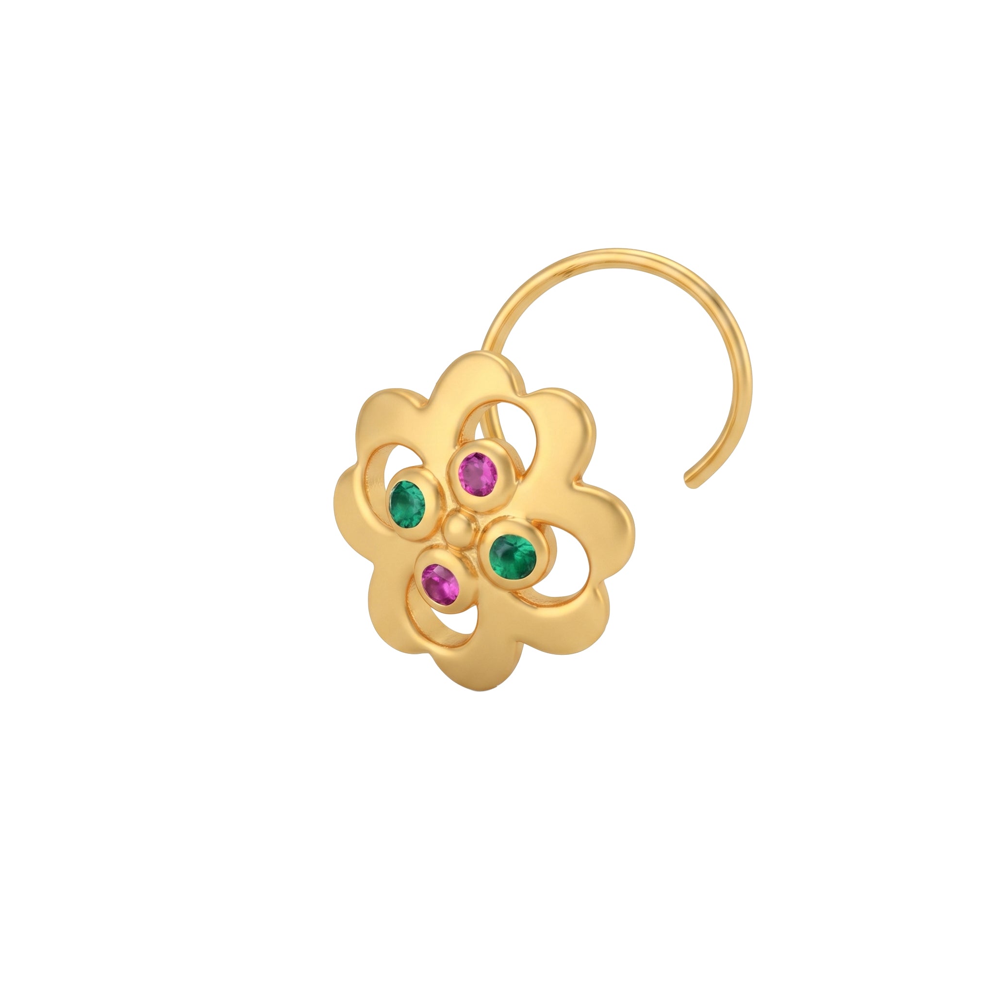 Silver Nakshatra Nose pin (Pierced, Gold Plated)