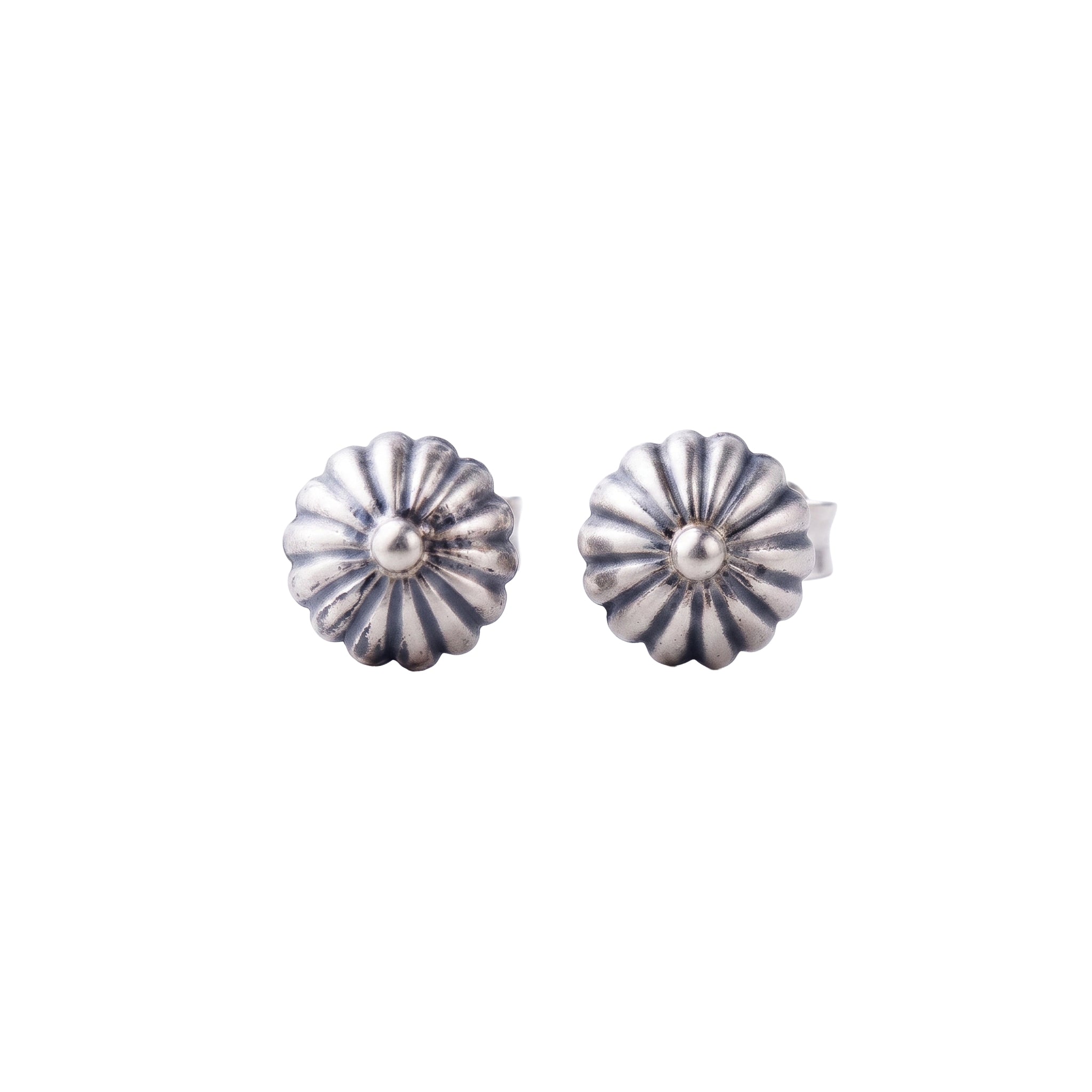 Silver Texture Dome Earrings