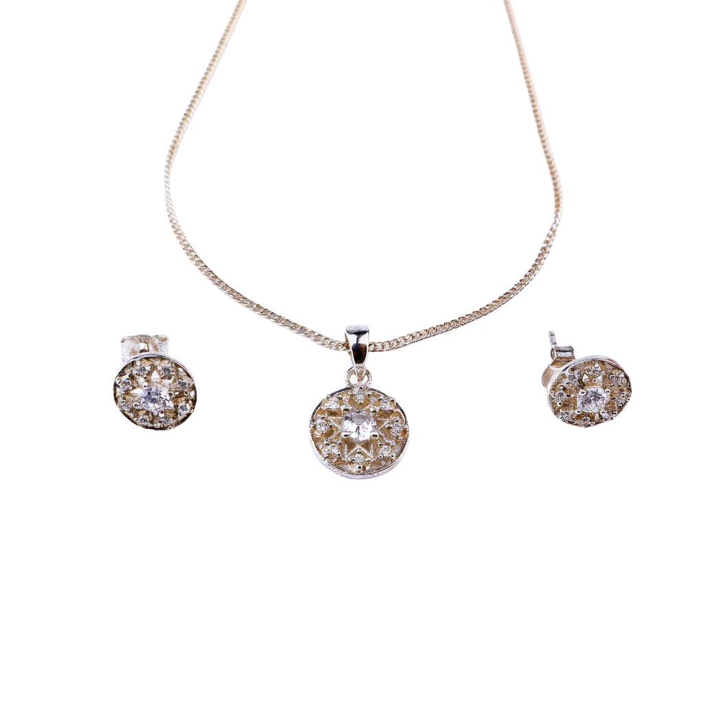 Studded Set With Chain | CZ | 92.5 Silver