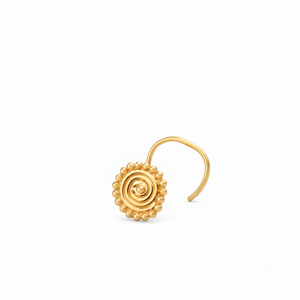 Spiral Rawa Nose pin (Gold Plated, Pierced)