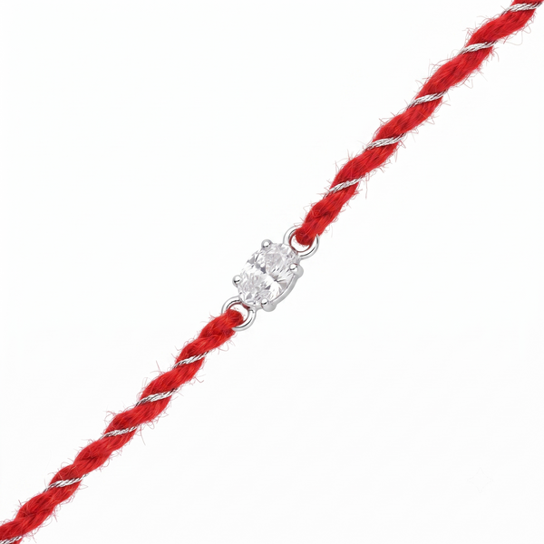 Oval Silver CZ Rakhi