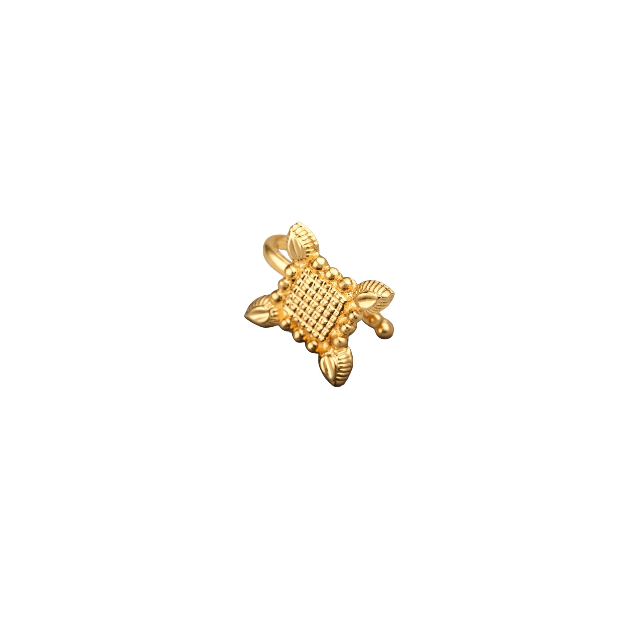 Square Drop Nose pin (Gold Plated, Clip on)