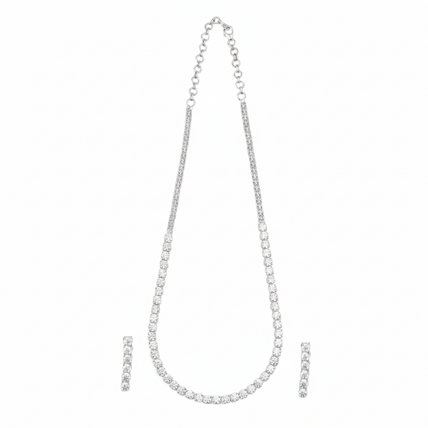 Silver CZ Necklace and Earring Set