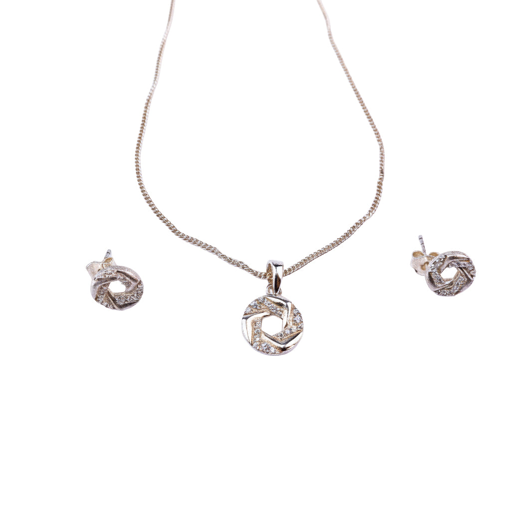 Spiral Set With Chain | CZ | 92.5 Silver