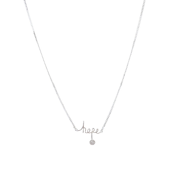 Silver necklace with hope pendant in 92.5 sterling silver
