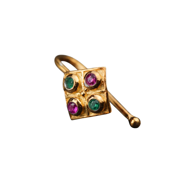 Silver Nakshatra Nose pin (Clip on) |  92.5 Silver | 22K Gold Plated