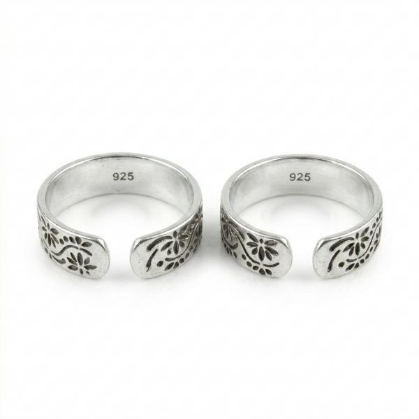 Petals Band Silver Toe Ring