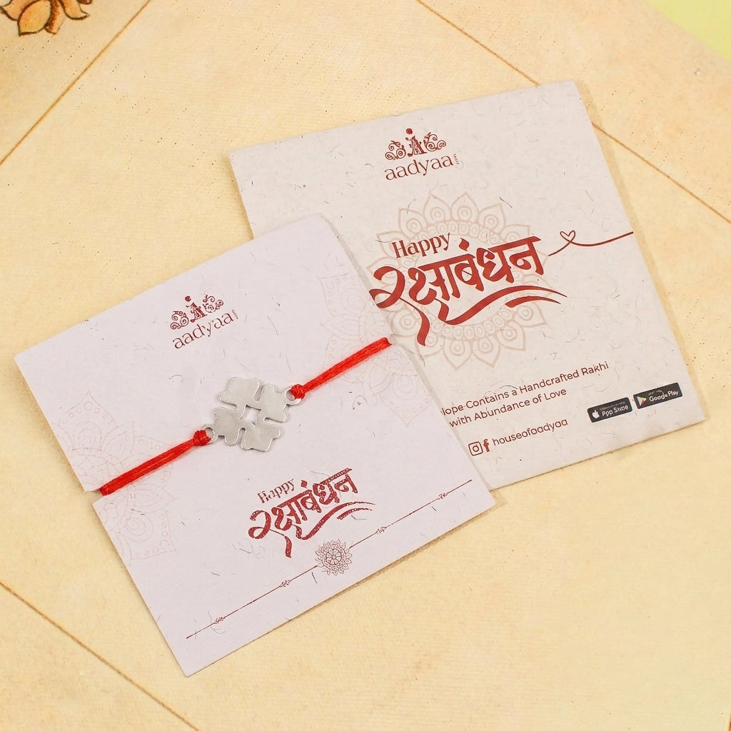 Silver Laser cut Rakhi