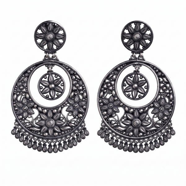 Chandbali (Mithila) | 92.5 silver earring | Size : large