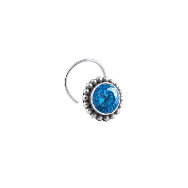 Silver Blue Stone Nose pin (Pierced)