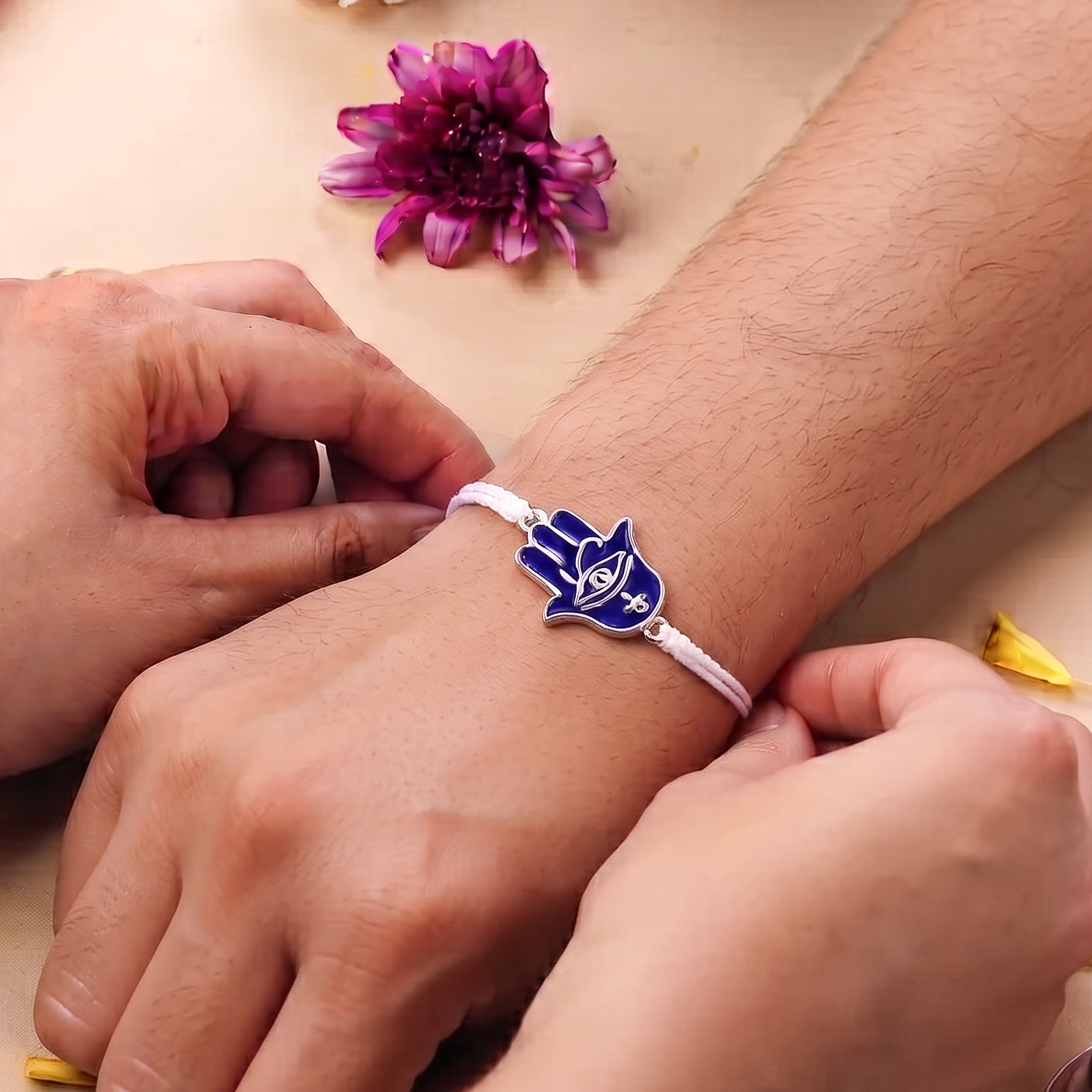 Hamsa Hand Silver Rakhi