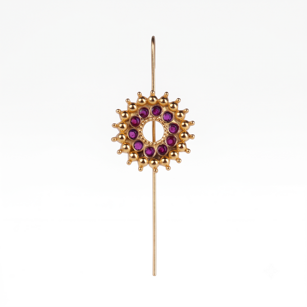 Pink Karwar Motif Single Earcuff | 92.5 Silver | 22K Gold Plated