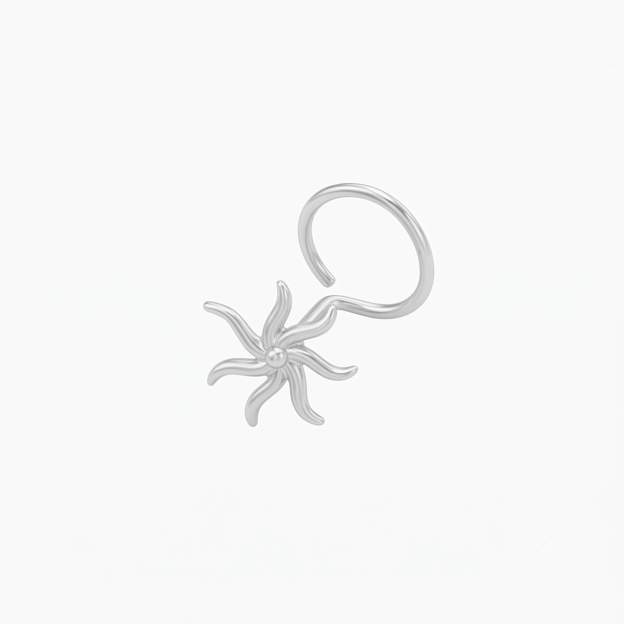 Silver Sun Tiny Nose pin (Pierced)
