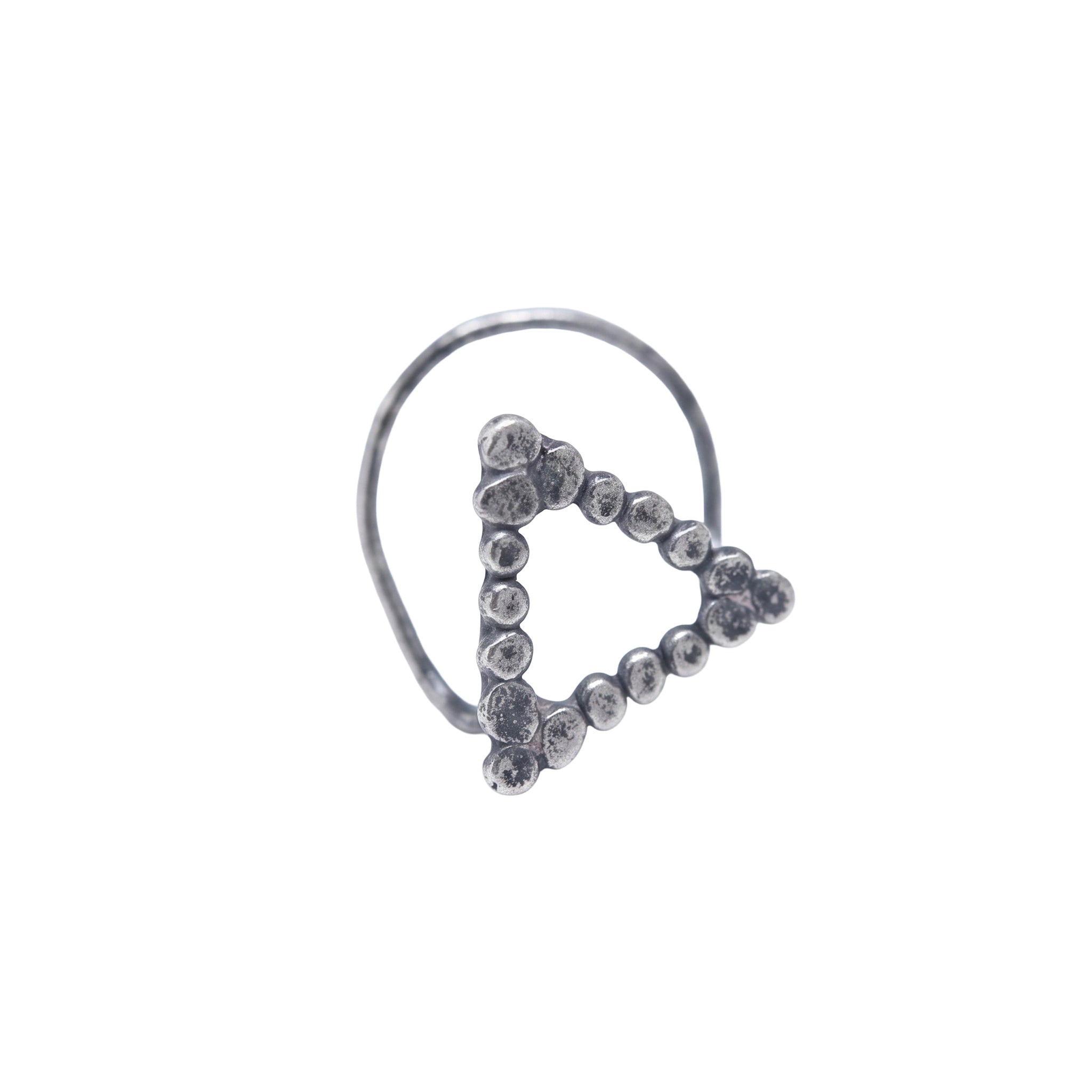 Hammered Silver Triangle Shaped Nose pin (Pierced)