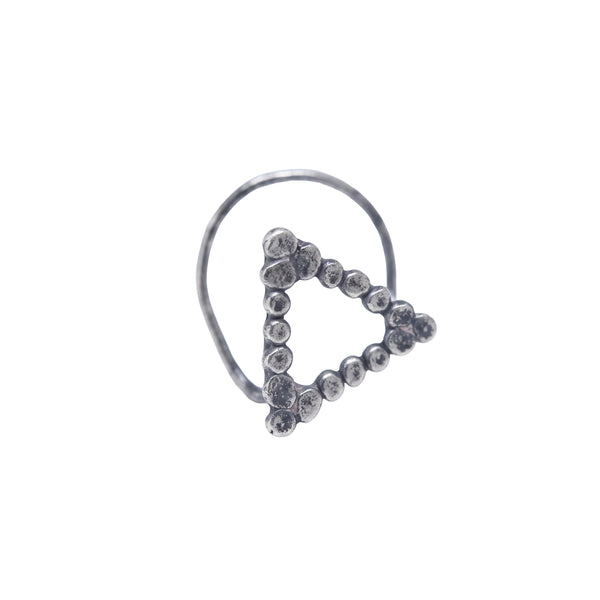 Hammered Silver Triangle Shaped Nose pin (Pierced)