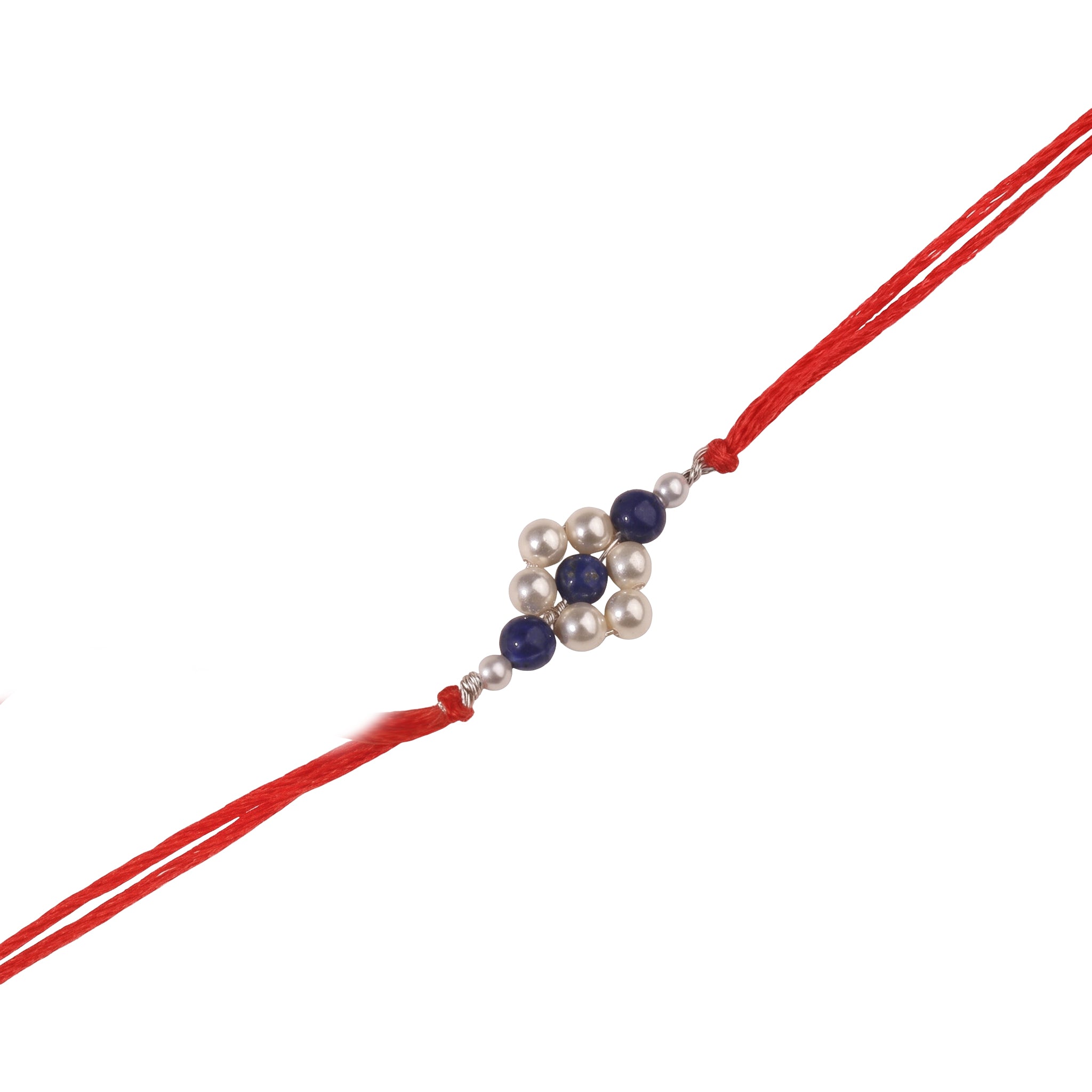 Lapis Lazuli & Pearl Flower Rakhi (Project Handmade)