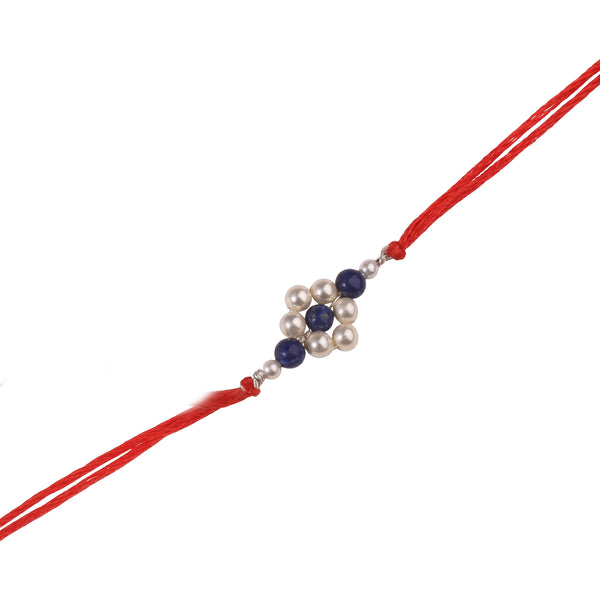 Lapis Lazuli & Pearl Flower Rakhi (Project Handmade)