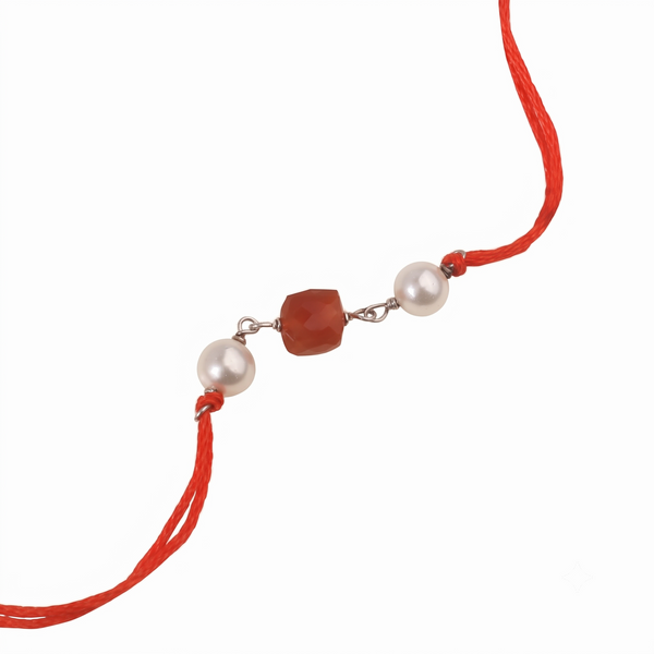 Carnelian & Pearl Rakhi (Project Handmade)