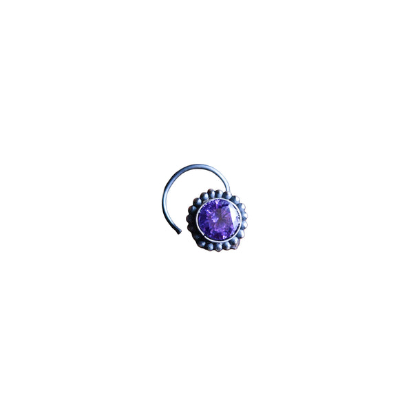 Silver Purple Stone Nose pin (Pierceed)