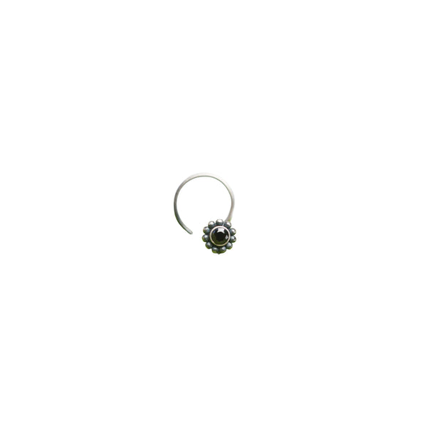 Silver Black Stone Nose pin (Pierced)