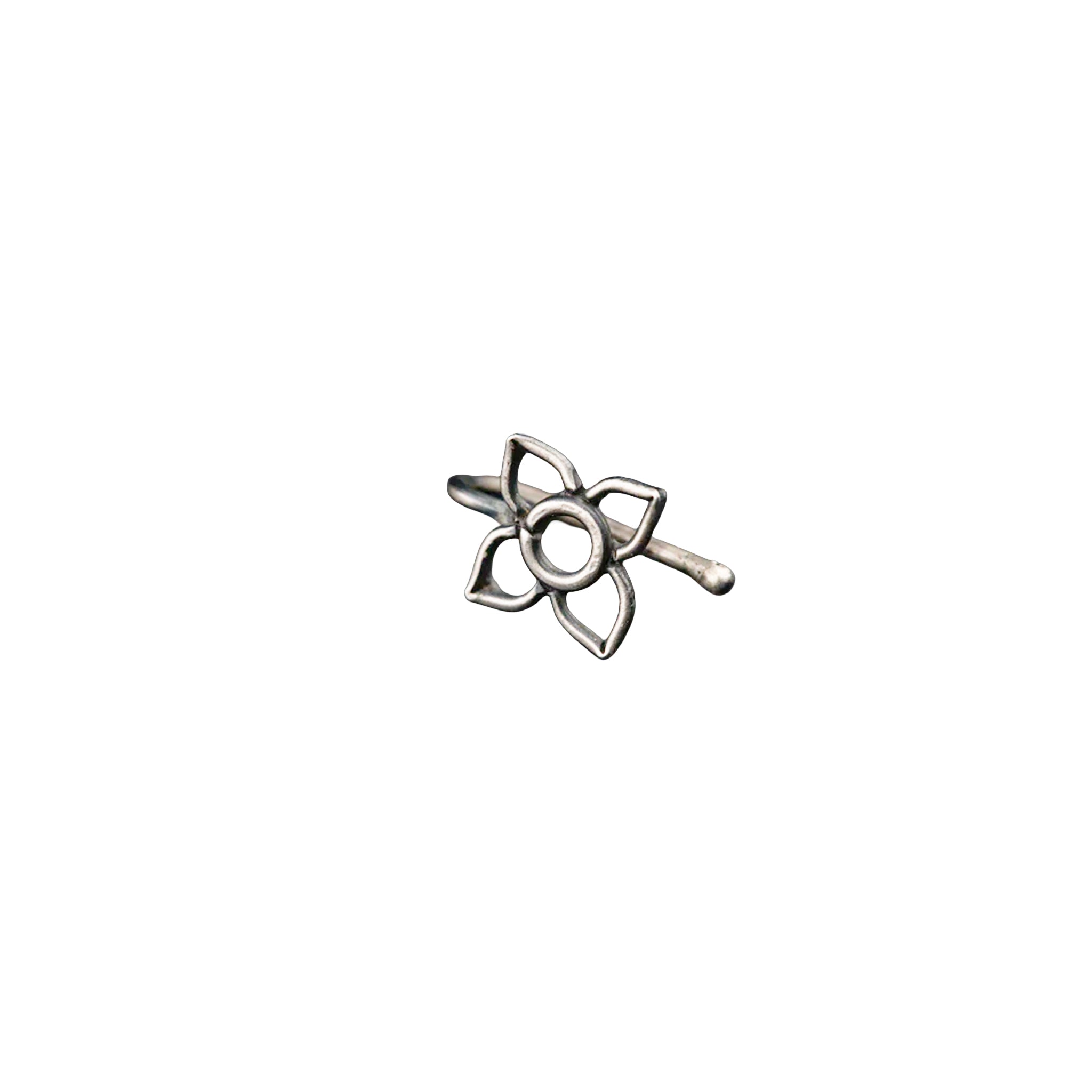 Handmade Silver Flower Nose pin (Clip on)