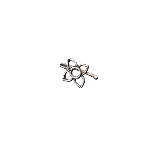 Handmade Silver Flower Nose pin (Clip on)