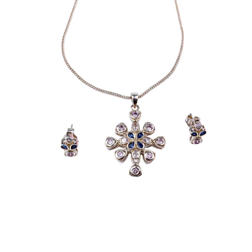 Silver Frosted Petal Set (Without chain)