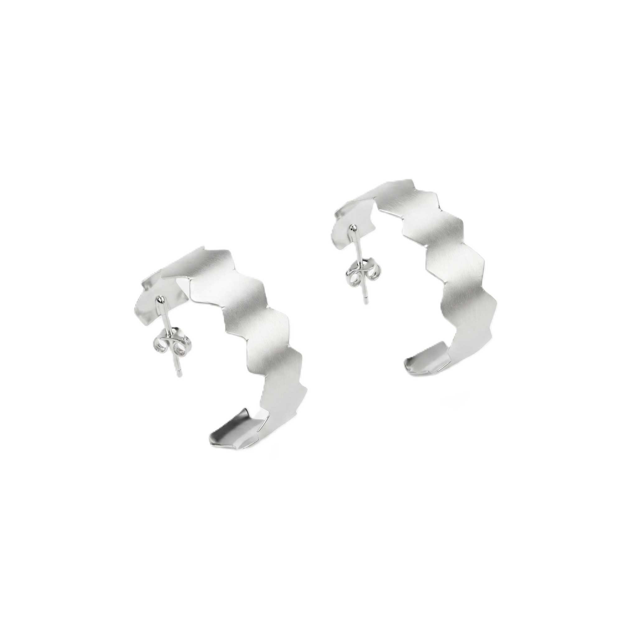 Natasha- Fold Earrings ( Shiny Silver Finish )